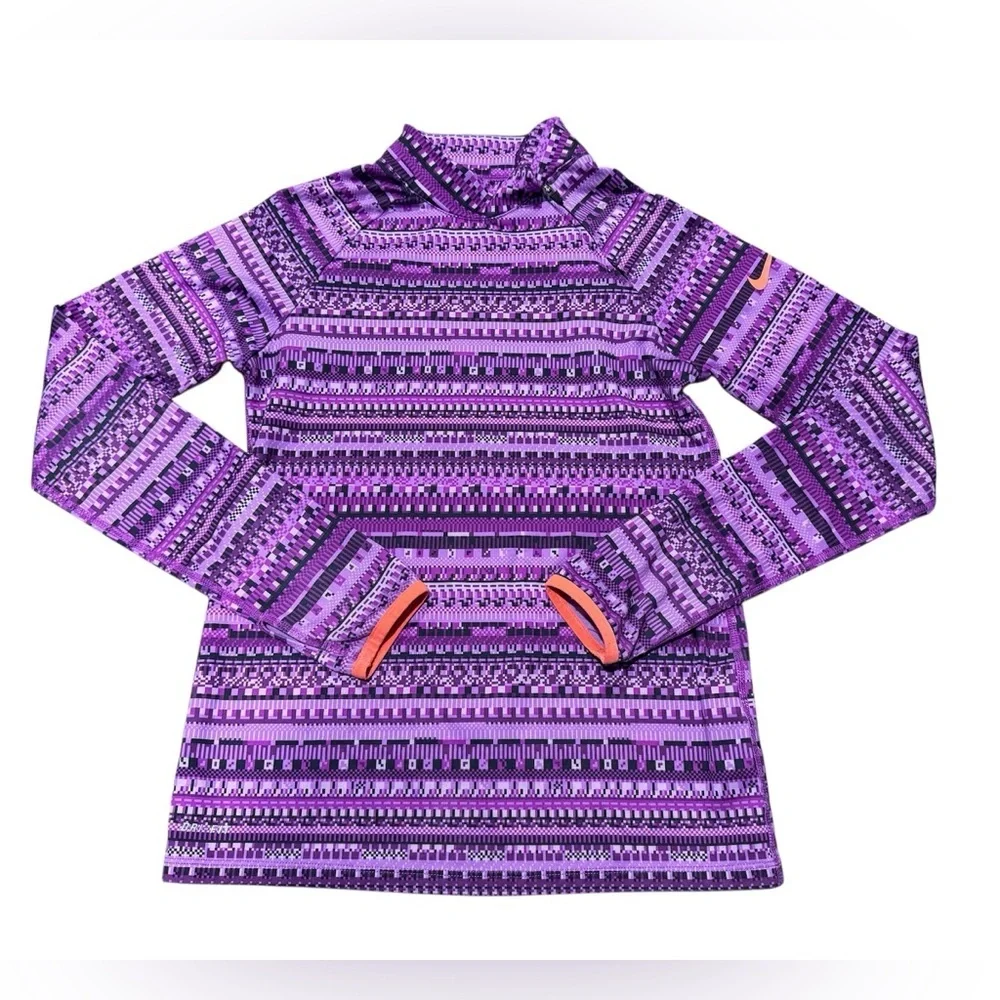 Nike Pro Girls 1/4 Zip Size Large Purple Pull Over Long Sleeve Mock Neck